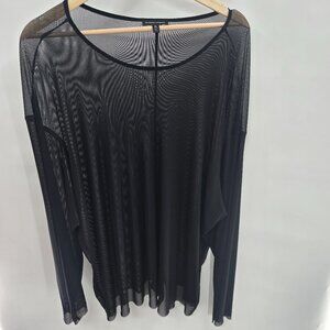 Universal Standard Black Sheer Mesh Long Sleeved Top XL/4X